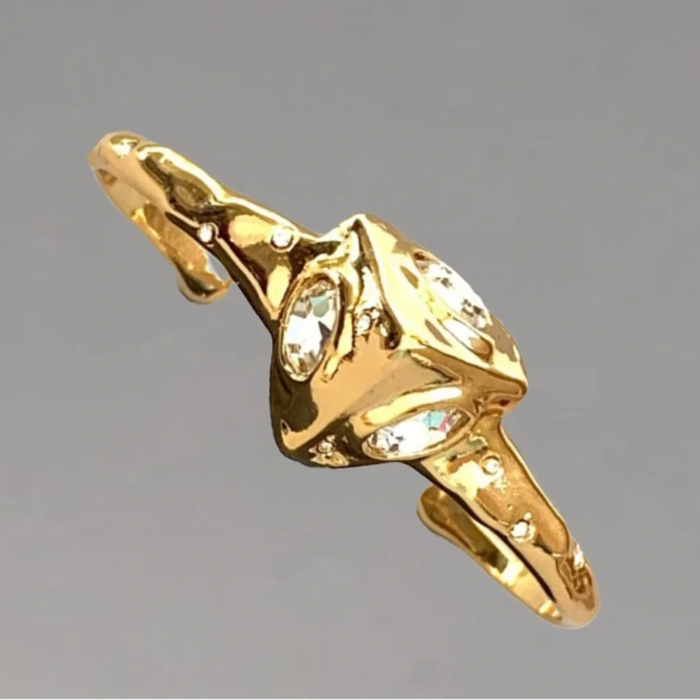 Alexis Bittar Modern Future Antiquities Bold Sculpted Gold Pyramid Cuff Bracelet
